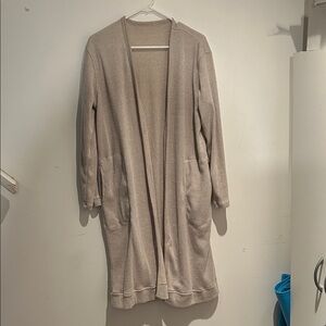Women's Beige Open Front Long cardigan